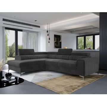 Coltar extensibil stanga 4 locuri, ELTAP, Lau-13, Laurence, 278x205x92 cm, lemn/poliester, graphite