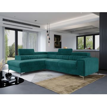 Coltar extensibil stanga 4 locuri, ELTAP, Lau-14, Laurence, 278x205x92 cm, lemn/poliester, verde deschis