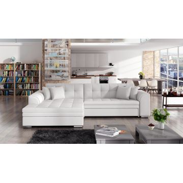 Coltar extensibil stanga 4 locuri, ELTAP, Sorento, 296x194x78 cm, lemn/poliester, alb