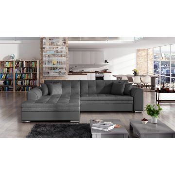 Coltar extensibil stanga 4 locuri, ELTAP, Sorento, 296x194x78 cm, lemn/poliester, gri inchis/gri Coltar extensibil stanga 4 locuri, ELTAP, Sorento, 296x194x78 cm, lemn/poliester, gri inchis/gri