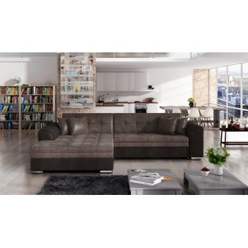 Coltar extensibil stanga 4 locuri, ELTAP, Sorento, 296x194x78 cm, lemn/poliester, maro/maro inchis