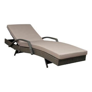 Șezlong de grădină maro/bej din ratan artificial Redondo – Unique Furniture