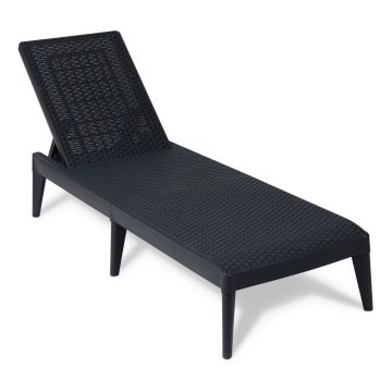 Șezlong de grădină negru din ratan artificial Numana – Toomax