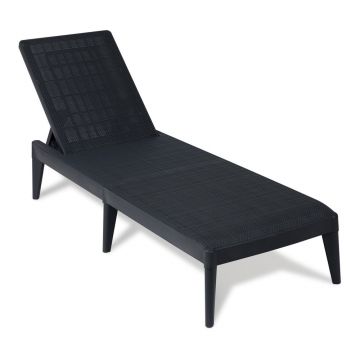Șezlong de grădină negru din ratan artificial Sirolo – Toomax