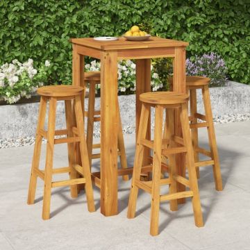 Set bar de grădină, 5 piese, lemn masiv de acacia