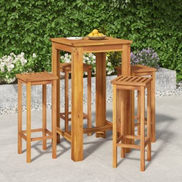 Set bar de grădină, 5 piese, lemn masiv de acacia