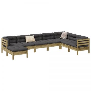 Set canapea de grădină, 8 piese, lemn de pin tratat