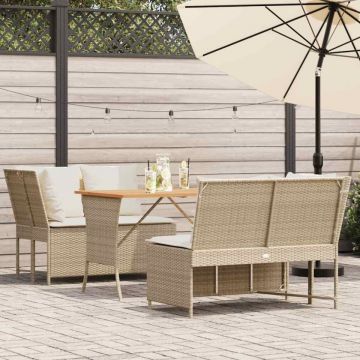 Set canapele de grădină, 3 piese, cu perne, bej, poliratan