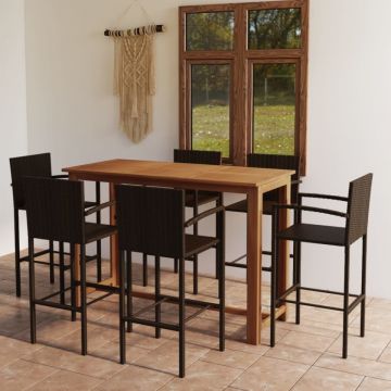 Set mobilier bar de grădină, 7 piese, maro