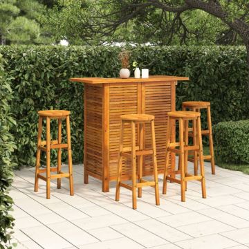 Set mobilier de bar de grădină, 5 piese, lemn masiv de acacia