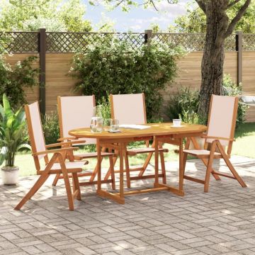 Set mobilier de grădină, 5 piese, lemn masiv acacia/textilenă