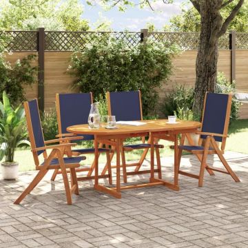 Set mobilier de grădină, 5 piese, lemn masiv acacia/textilenă