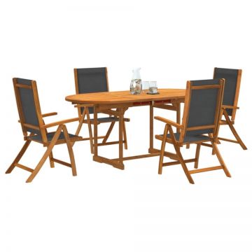 Set mobilier de grădină, 5 piese, lemn masiv acacia/textilenă