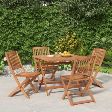 Set mobilier de grădină, 5 piese, lemn masiv de acacia