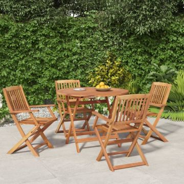 Set mobilier de grădină, 5 piese, lemn masiv de acacia
