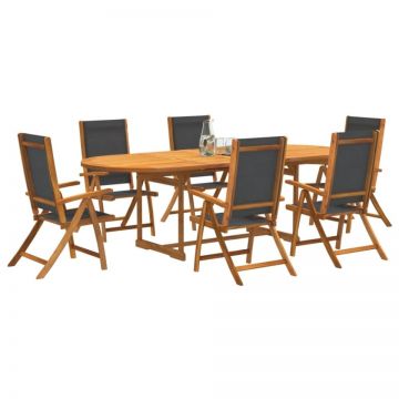Set mobilier de grădină, 7 piese, lemn masiv acacia/textilenă