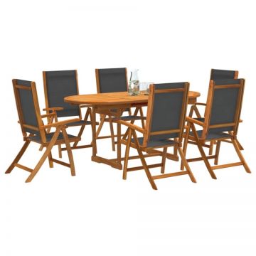 Set mobilier de grădină, 7 piese, lemn masiv acacia/textilenă
