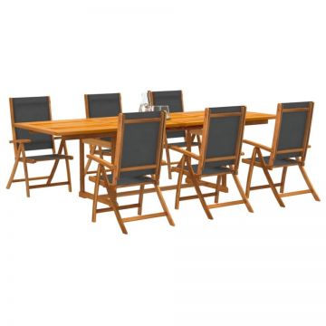 Set mobilier de grădină, 7 piese, lemn masiv acacia/textilenă