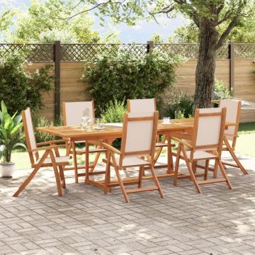 Set mobilier de grădină, 7 piese, lemn masiv acacia/textilenă