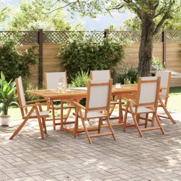 Set mobilier de grădină, 7 piese, lemn masiv acacia/textilenă