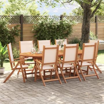 Set mobilier de grădină, 9 piese, lemn masiv acacia/textilenă