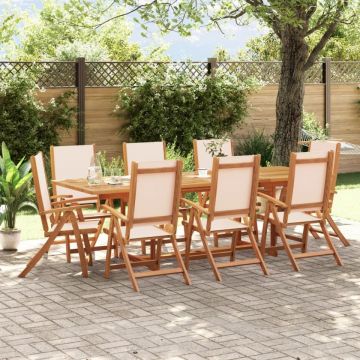 Set mobilier de grădină, 9 piese, lemn masiv acacia/textilenă