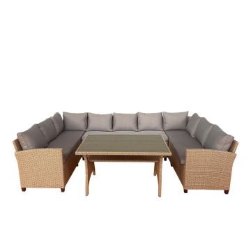 Set mobilier de grădină bej pentru 9 persoane Ventura – Unique Furniture