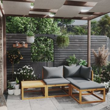 Set mobilier de grădină cu perne, 4 piese, lemn masiv de acacia