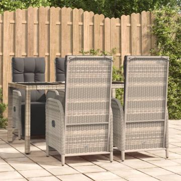 Set mobilier de grădină cu perne, 5 piese, gri, poliratan