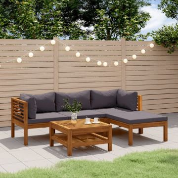 Set mobilier de grădină cu perne, 5 piese, lemn masiv acacia