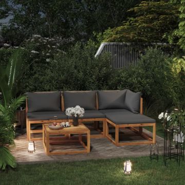 Set mobilier de grădină cu perne, 5 piese, lemn masiv acacia