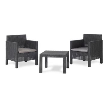 Set mobilier de grădină gri închis din plastic pentru două persoane Penelope – Toomax