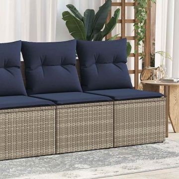 Set mobilier grădină cu perne 2 piese gri poliratan/lemn acacia