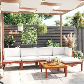 Set mobilier grădină cu perne, 6 piese, crem lemn masiv acacia