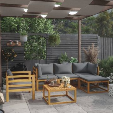 Set mobilier grădină cu perne, 6 piese, lemn masiv acacia
