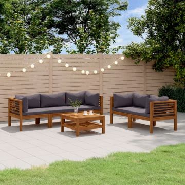 Set mobilier grădină cu perne, 6 piese, lemn masiv acacia