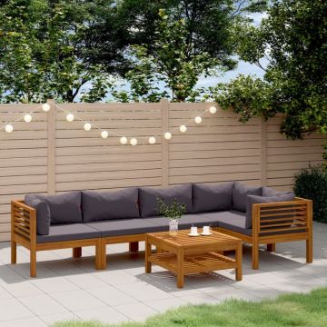Set mobilier grădină cu perne, 6 piese, lemn masiv acacia