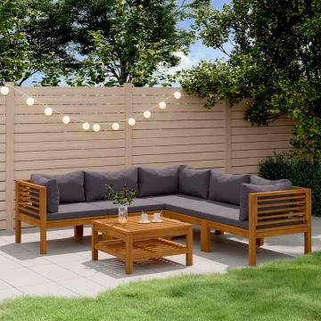 Set mobilier grădină cu perne, 6 piese, lemn masiv acacia