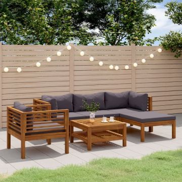 Set mobilier grădină cu perne, 6 piese, lemn masiv acacia