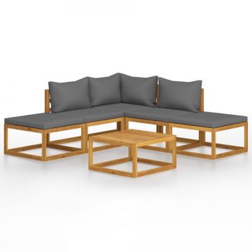 Set mobilier grădină cu perne, 6 piese, lemn masiv acacia