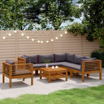Set mobilier grădină cu perne, 7 piese, lemn masiv de acacia