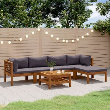 Set mobilier grădină cu perne, 7 piese, lemn masiv de acacia