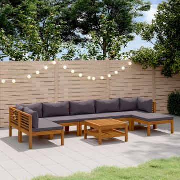 Set mobilier grădină cu perne, 8 piese, lemn masiv acacia