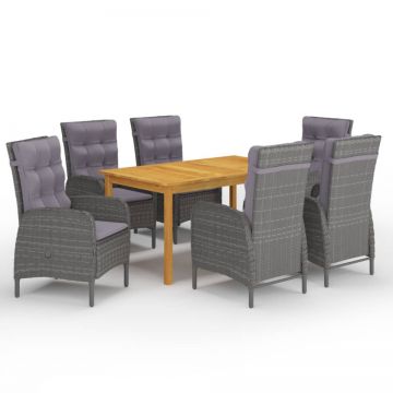 Set mobilier pentru grădină, 7 piese, gri