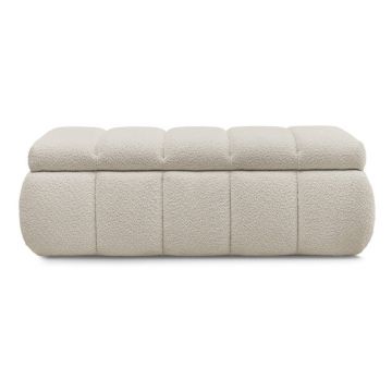 Bancă bej cu tapițerie din țesătură bouclé – Bobochic Paris