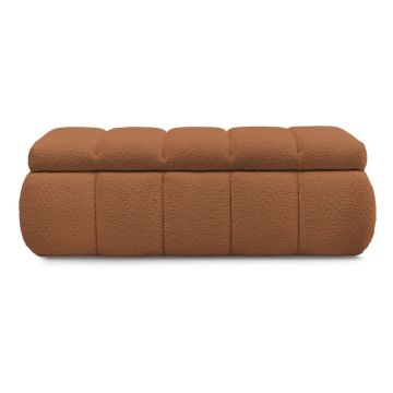 Bancă portocalie cu tapițerie din țesătură bouclé – Bobochic Paris