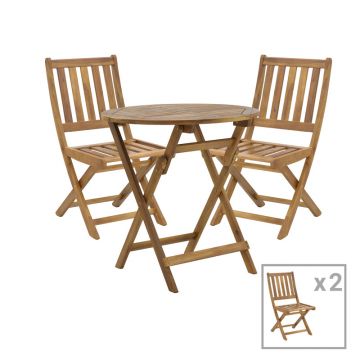 Elijie-Carpuva pakoworld set de 3 mese pliabile din lemn masiv de salcâm D70x74cm