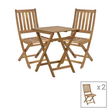 Elijie-Lazio pakoworld set de 3 mese pliabile din lemn masiv de salcâm 50x50x70cm
