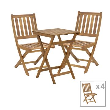 Elijie-Lazio pakoworld set de 5 mese pliabile din lemn masiv de salcâm 50x50x70cm