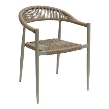 Fagen pakoworld fotoliu stivuitor Auriu aluminiu-rattan pe nuanta Naturala 56x60x78cm